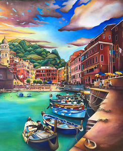 "Colors of Vernazza" Giclee on metal 5x12